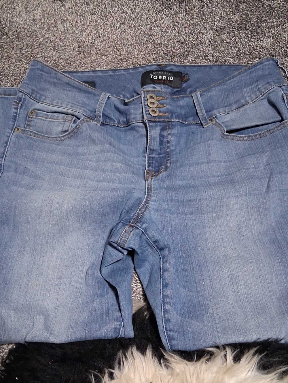 torrid Light Wash High-Rise Stretch Jeans with Triple Button